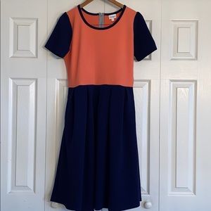 Salmon Pink & Navy Amelia Dress w/ Pockets